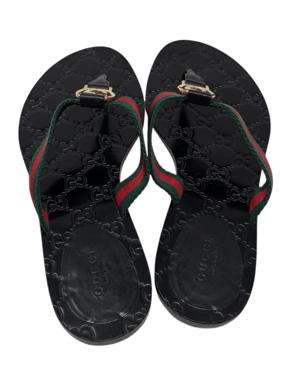 Gucci Black Lifford Web Interlocking G GG Thong Flip Flop Sandals Size EU 38.5 - Picture 9 of 12